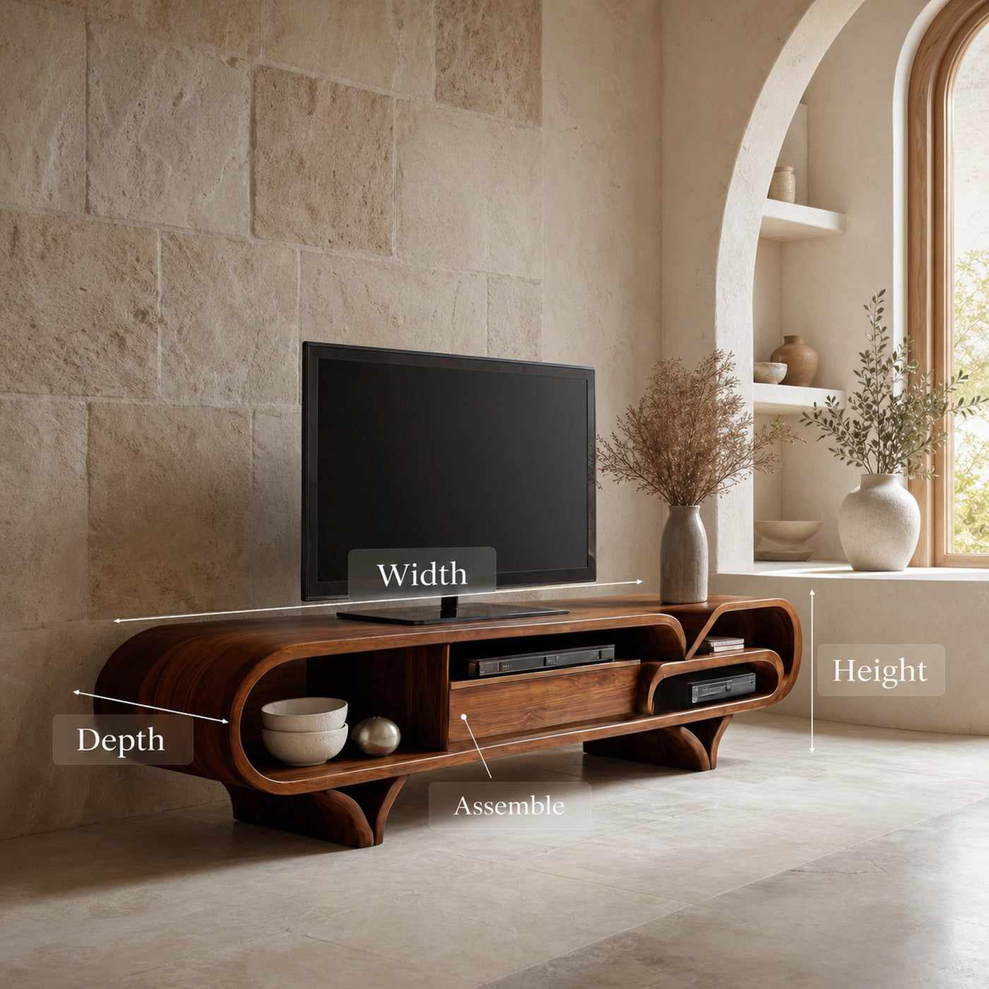 Mediterranean Modern Wooden TV Stand For Living Room - product view 8