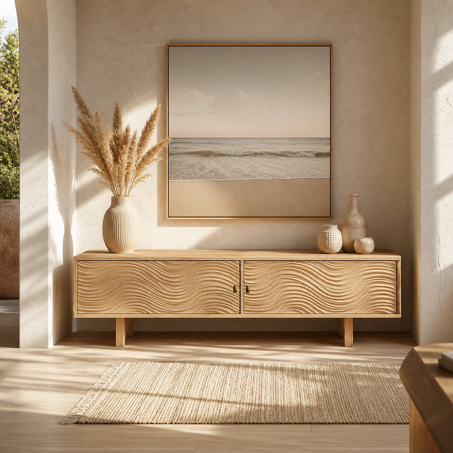 Mediterranean Natural Sideboard Living Room And Entryway