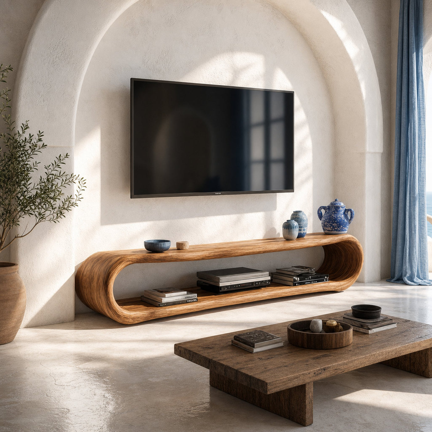 Mediterranean Organic TV Stand Living Room And Bedroom