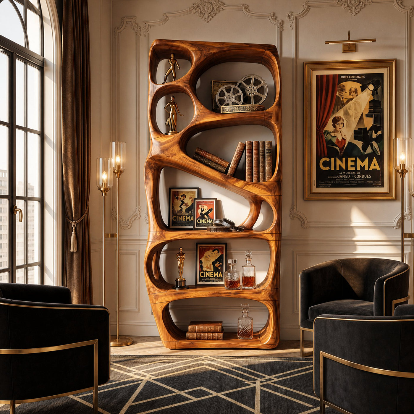 Mid Century Artistic Bookcase Storage Organizer For Study Room - product view 2