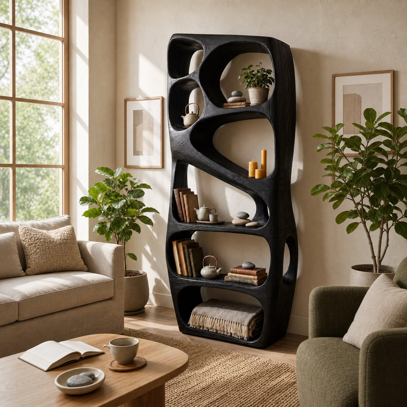 Mid Century Artistic Bookcase Storage Organizer For Study Room - product view 4
