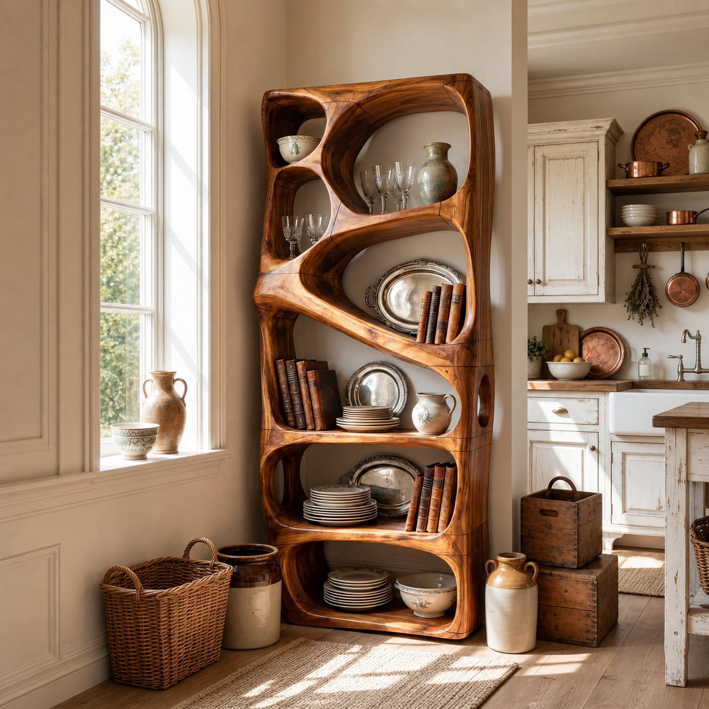 Mid Century Artistic Bookcase Storage Organizer For Study Room - product view 6