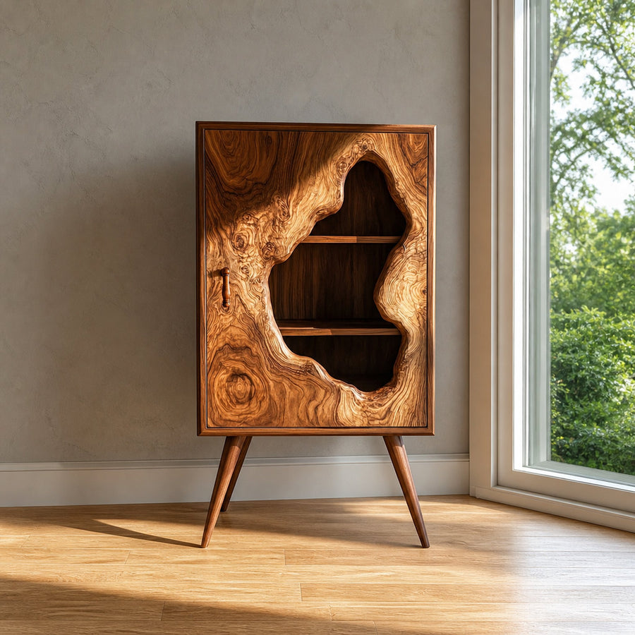 Mid Century Artistic Wood Cabinet Living Room Or Study Room