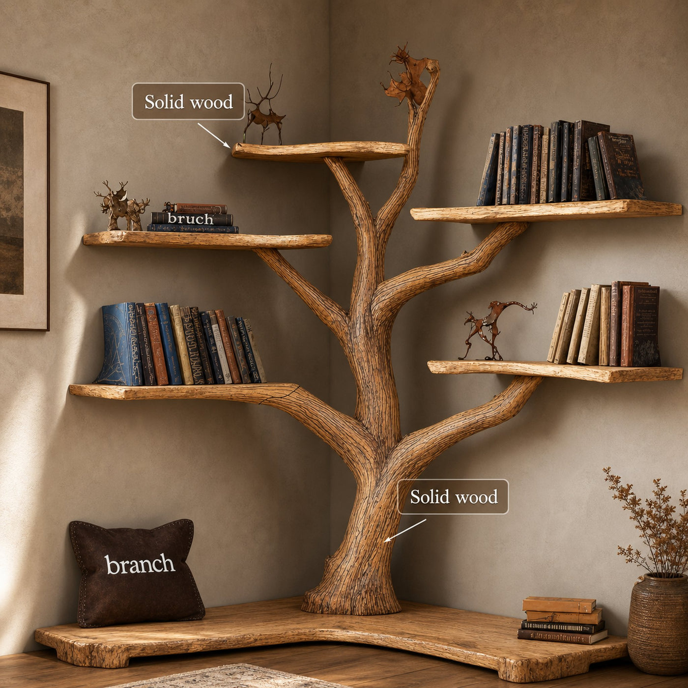 Mid Century Bookcase With Lshaped Bench Corner Bookcase - product view 4