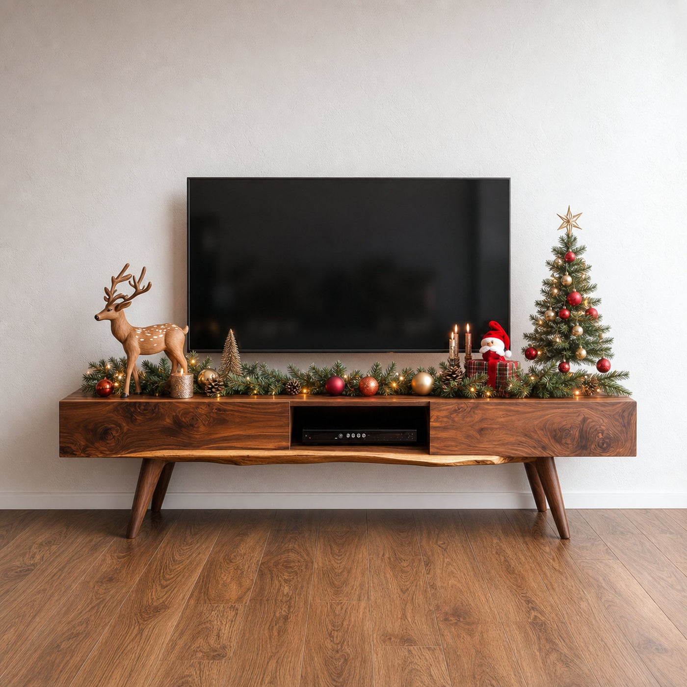 Mid Century Christmas TV Cabinet Modern Living Room