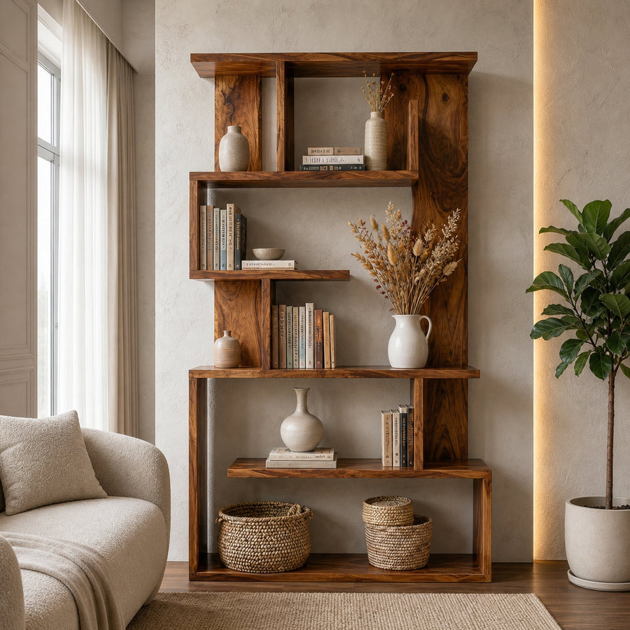 Mid Century Contemporary Bookshelf For Living Room And Interior Decor