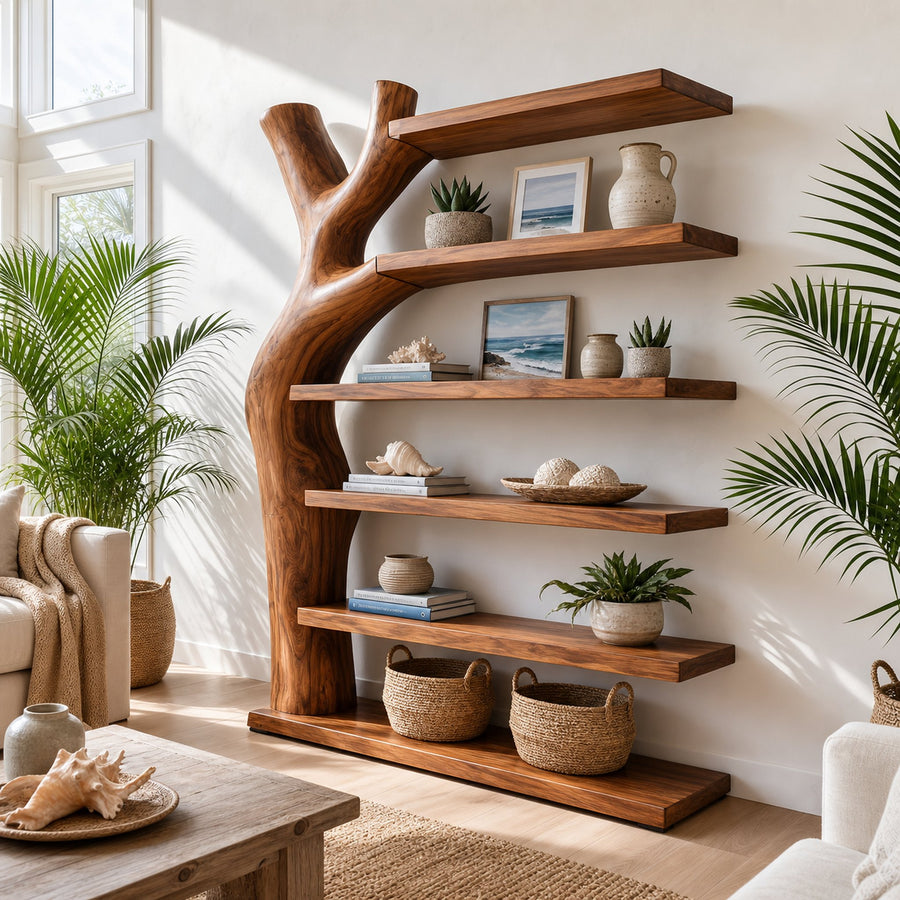 Mid Century Decorative Bookcase Display Organizer For Living Room
