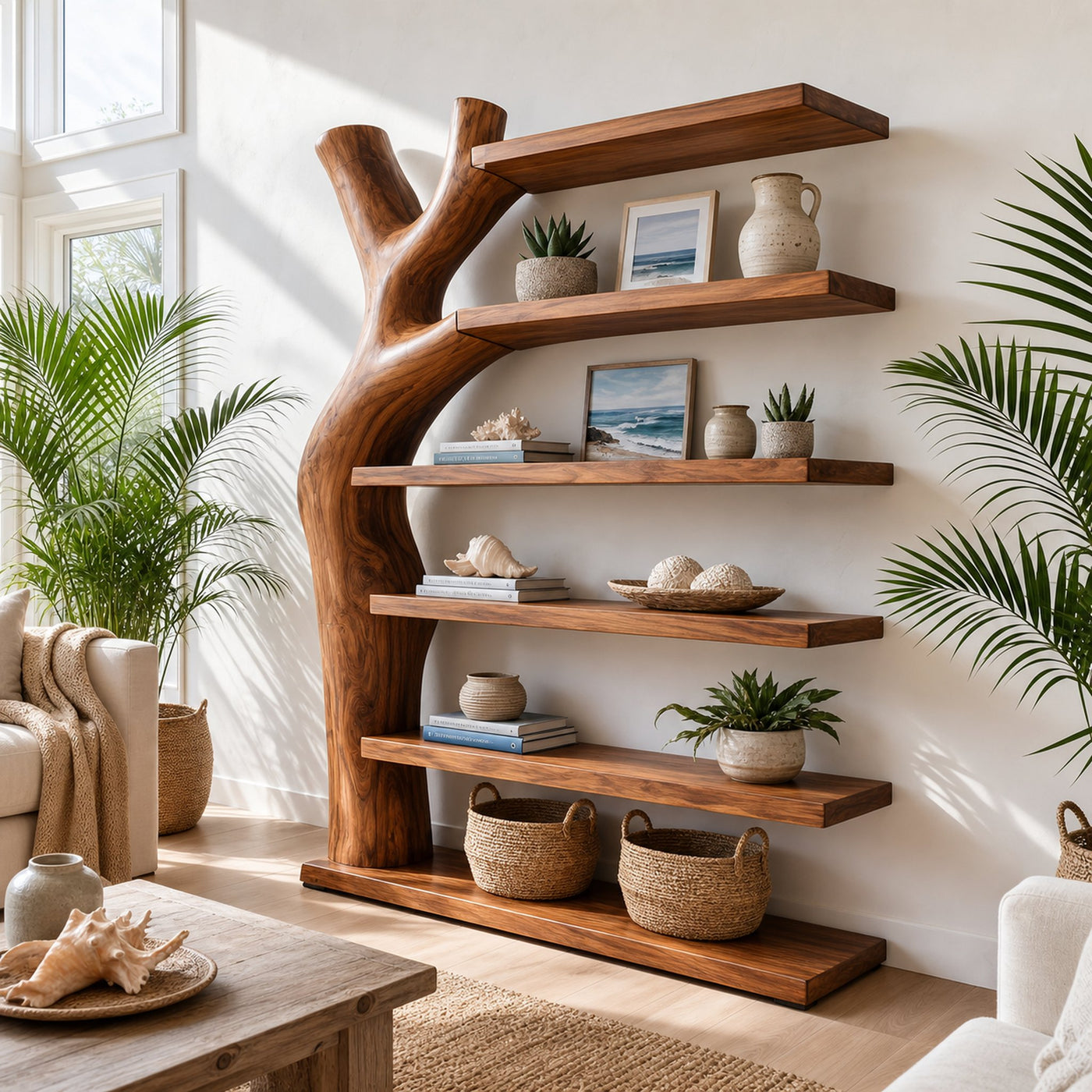 Mid Century Decorative Bookcase Display Organizer For Living Room