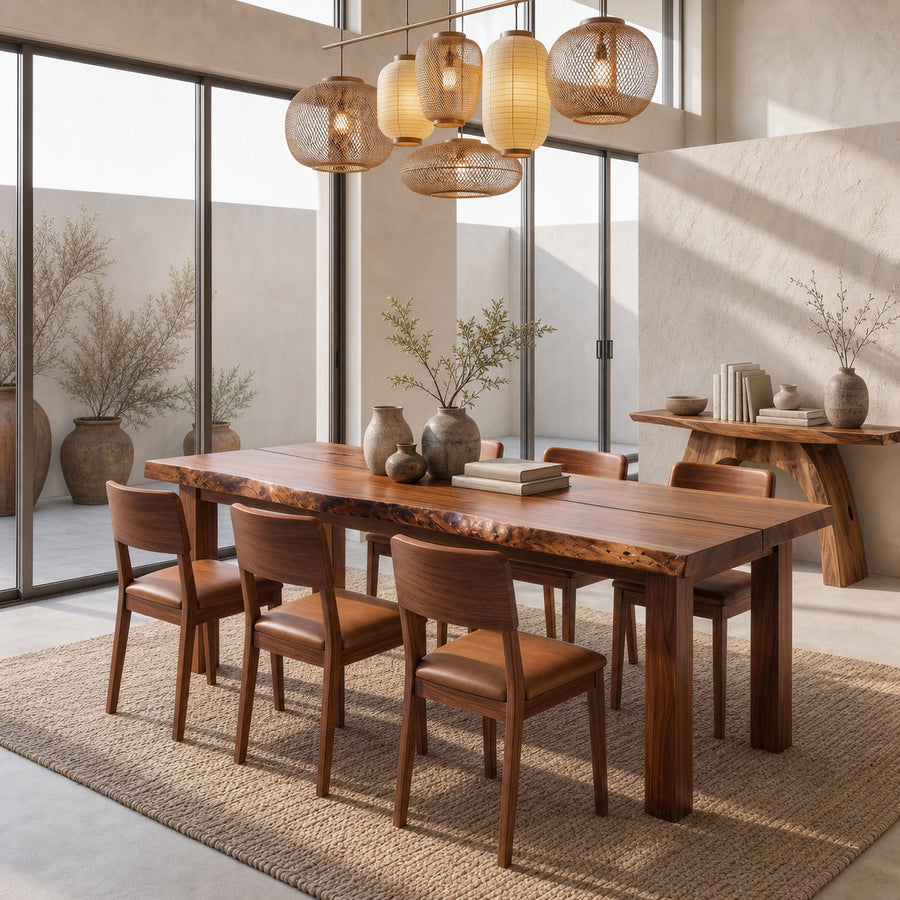 Mid Century Dining Table With Double Pedestal Base For Dining Room