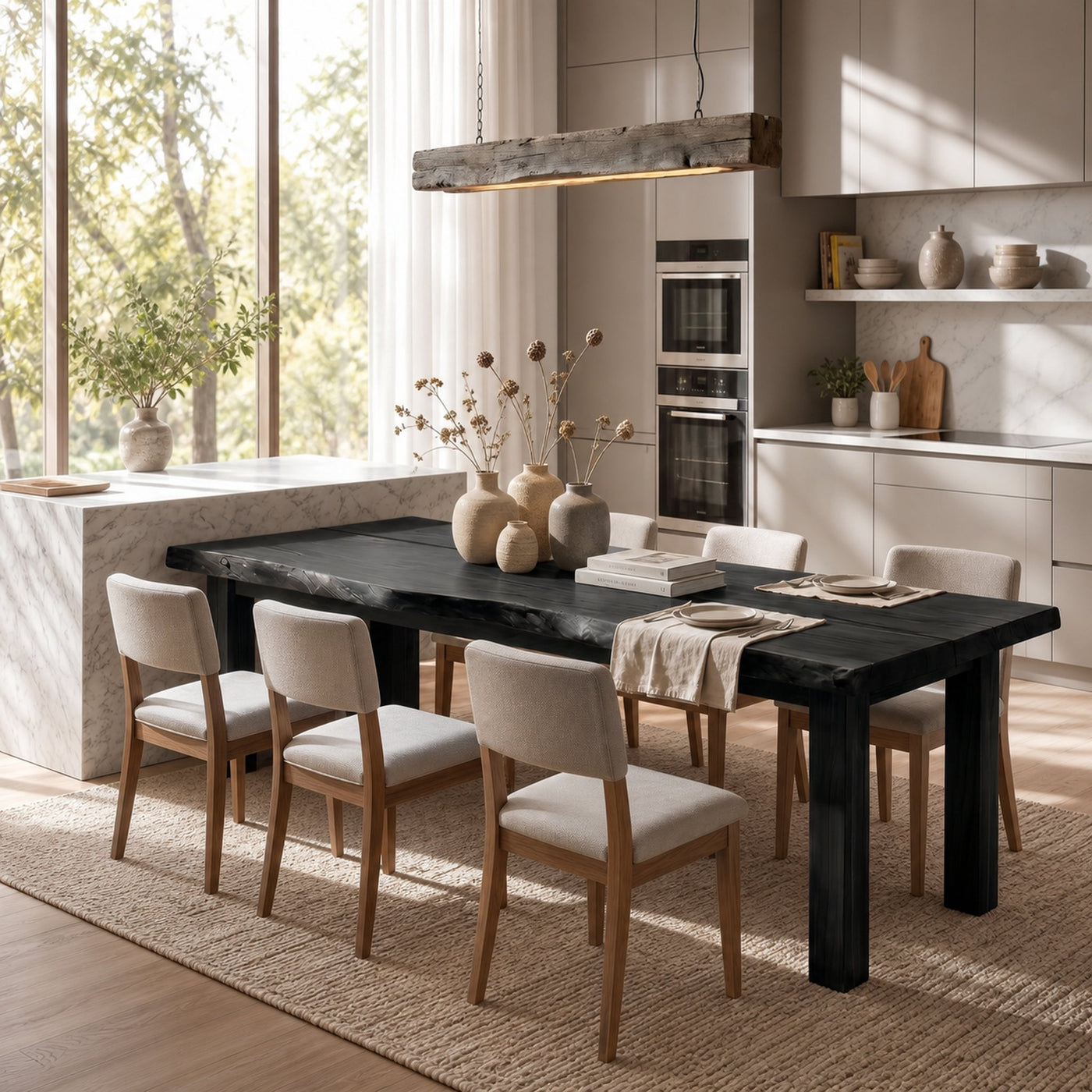 Mid Century Dining Table With Double Pedestal Base For Dining Room - product view 4