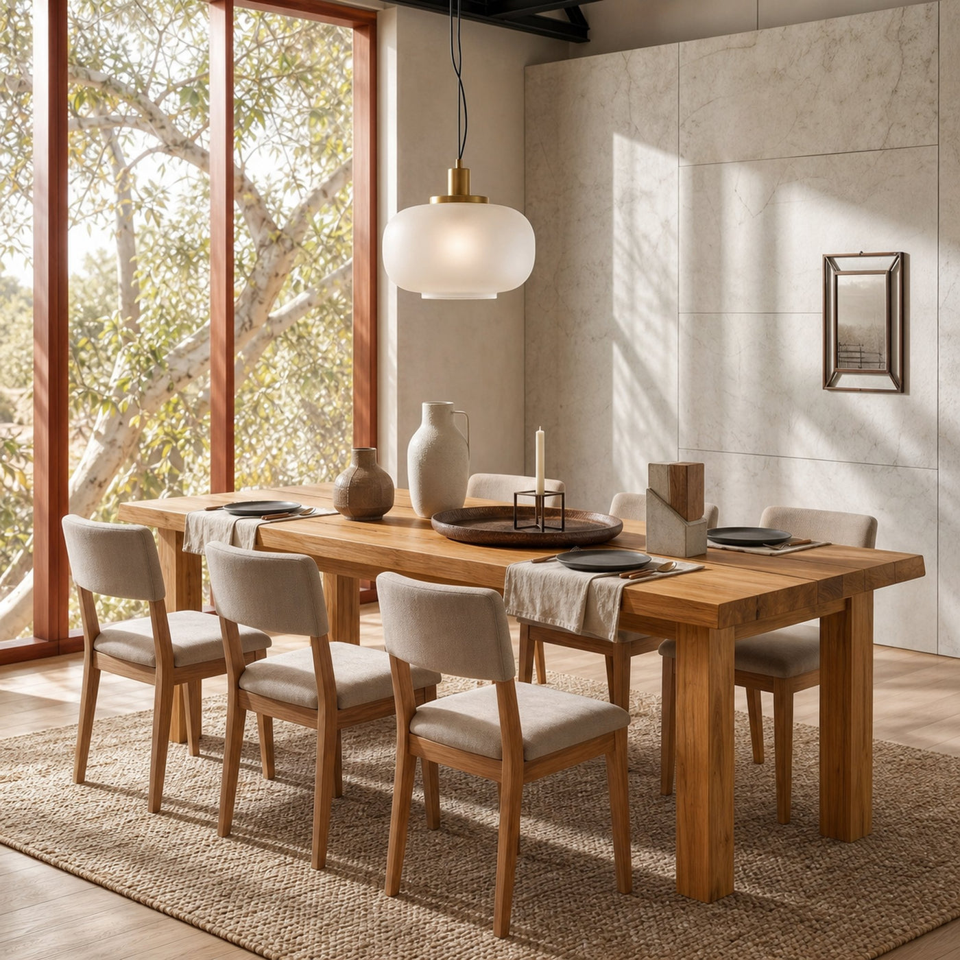 Mid Century Dining Table With Double Pedestal Base For Dining Room - product view 5