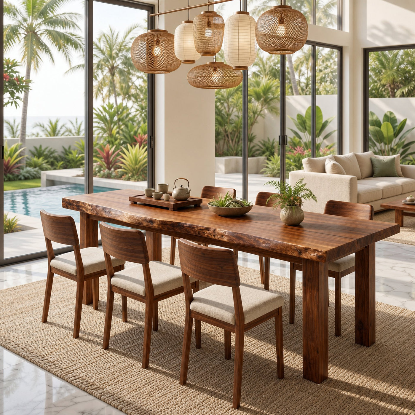 Mid Century Dining Table With Double Pedestal Base For Dining Room - product view 6