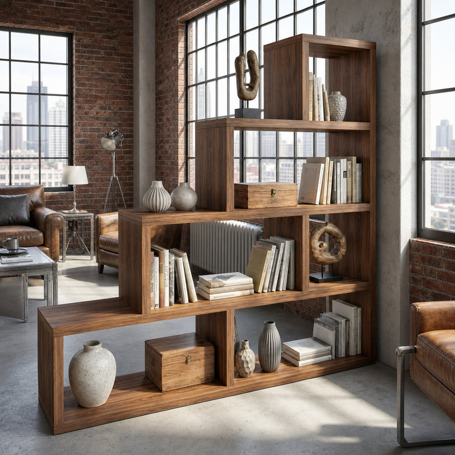 Mid Century Display Room Divider Bookshelf For Living Room And Apartment
