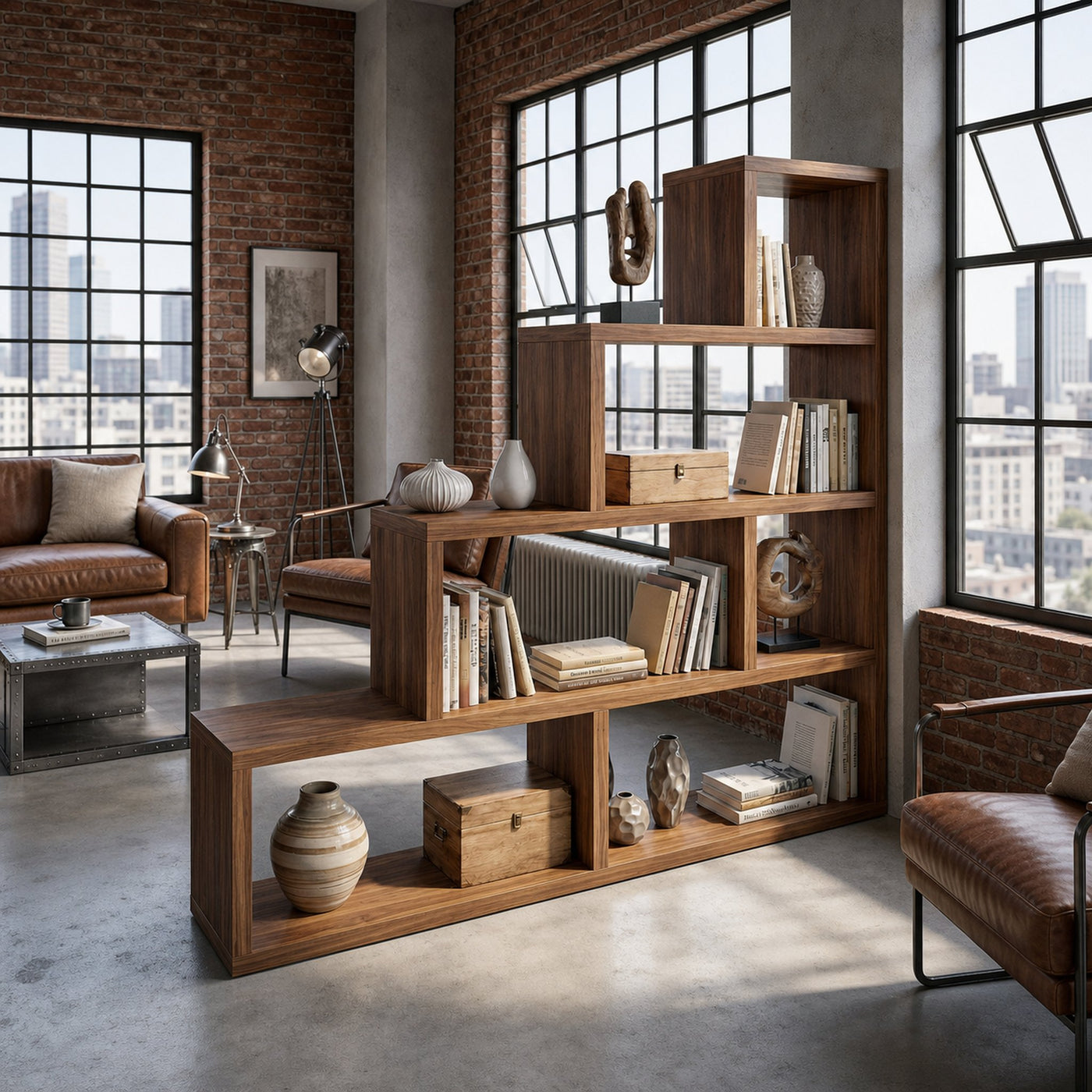 Mid Century Display Room Divider Bookshelf For Living Room And Apartment - product view 6