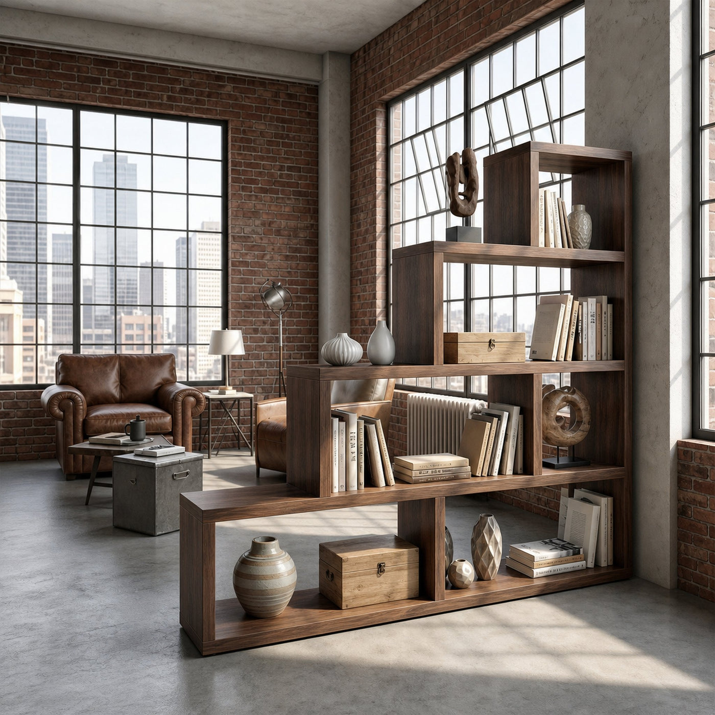 Mid Century Display Room Divider Bookshelf For Living Room And Apartment - product view 7