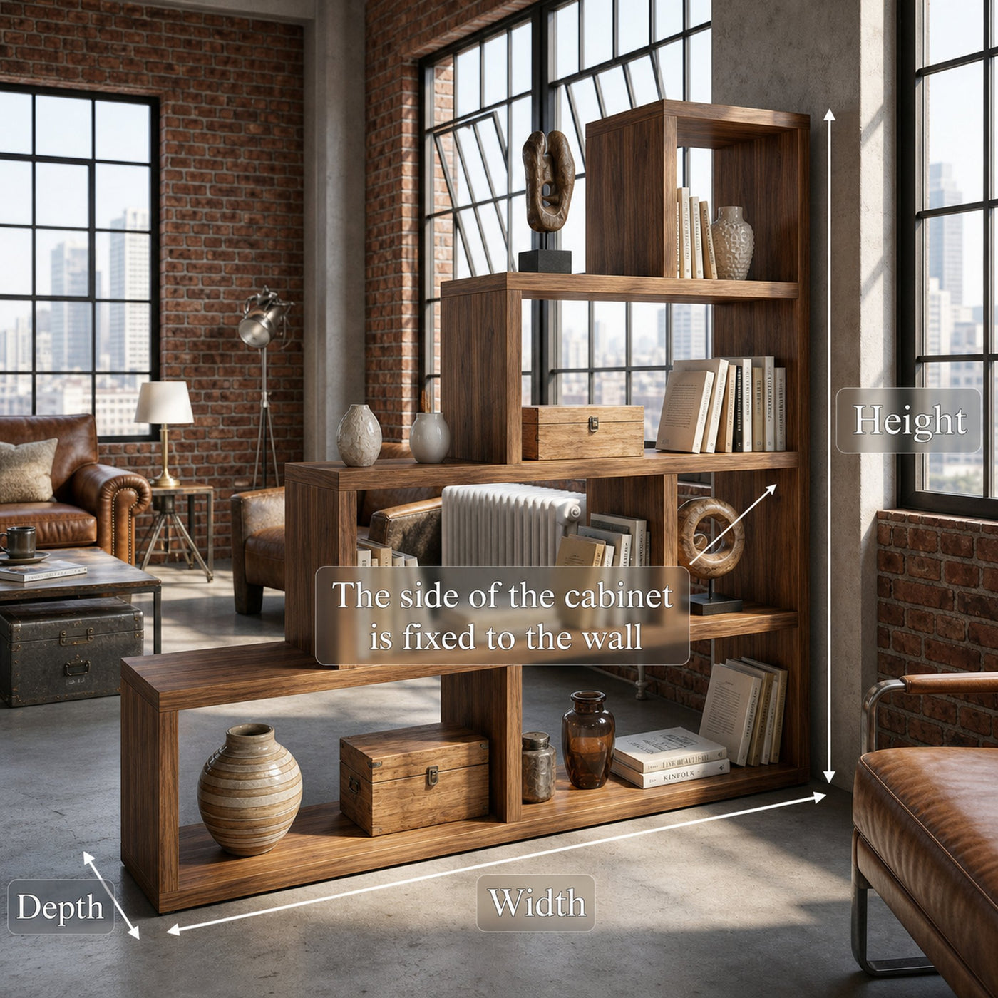 Mid Century Display Room Divider Bookshelf For Living Room And Apartment - product view 8