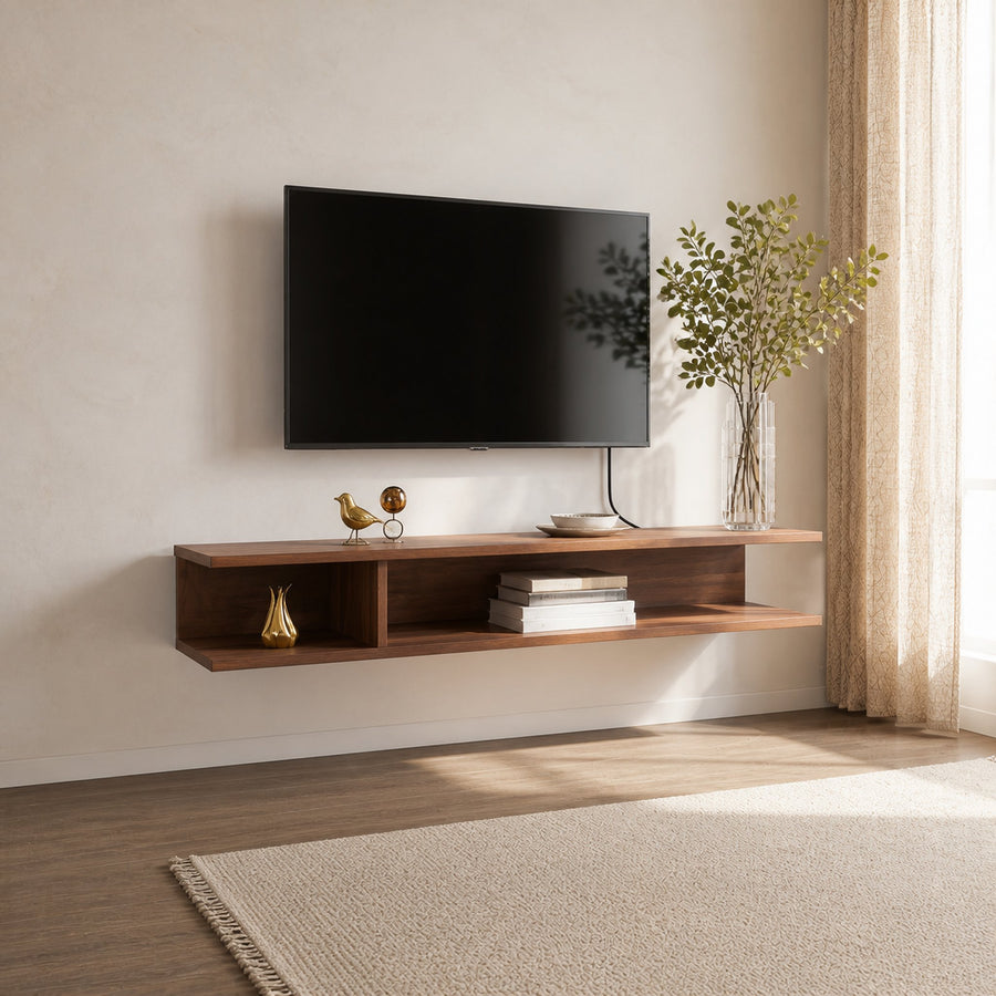Mid Century Floating Shelf TV Stand Living Room