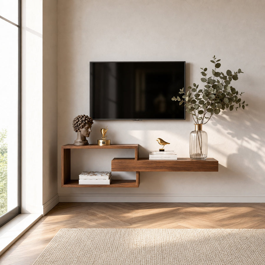 Mid Century Floating TV Shelf Living Room
