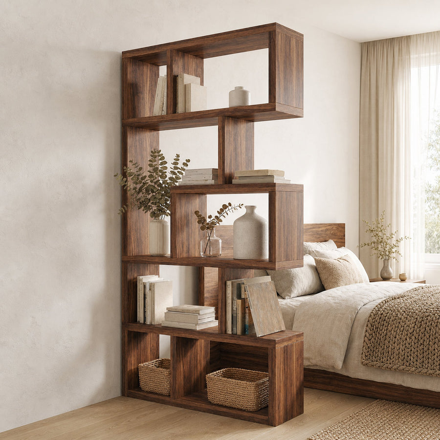 Mid Century Freestanding Room Divider Bookshelf For Bedroom and Reading Room