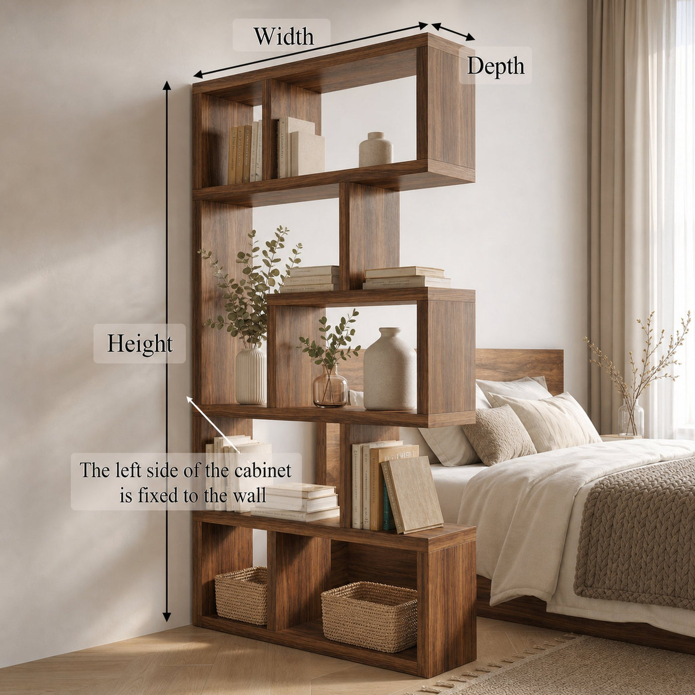 Mid Century Freestanding Room Divider Bookshelf For Bedroom and Reading Room - product view 8