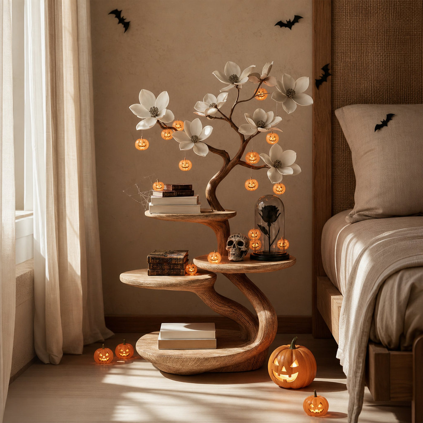 Mid Century Halloween Beside Table Bedroom