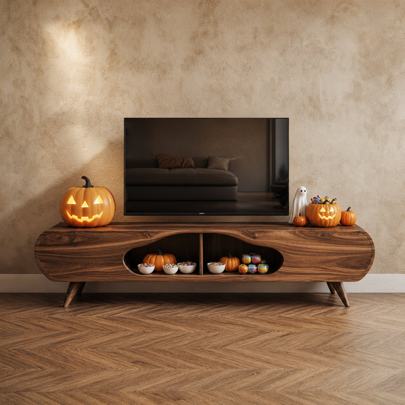 Mid Century Halloween TV Cabinet Modern Living Room Decor
