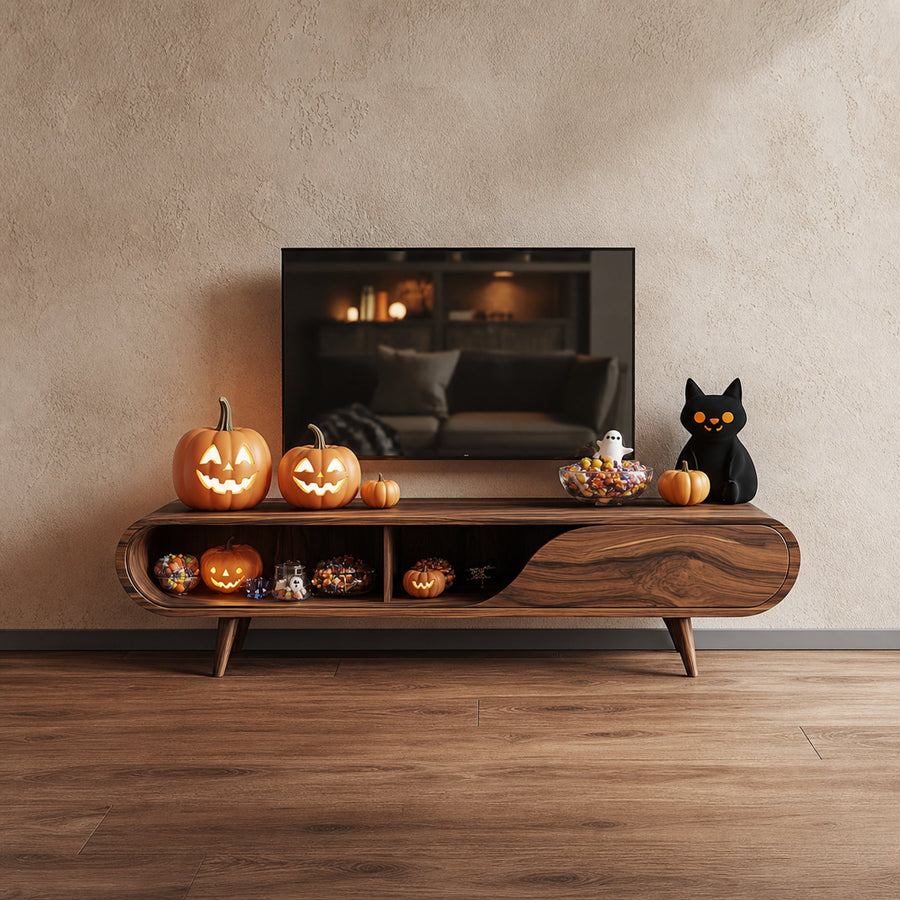 Mid Century Halloween TV Cabinet Seasonal Living Space