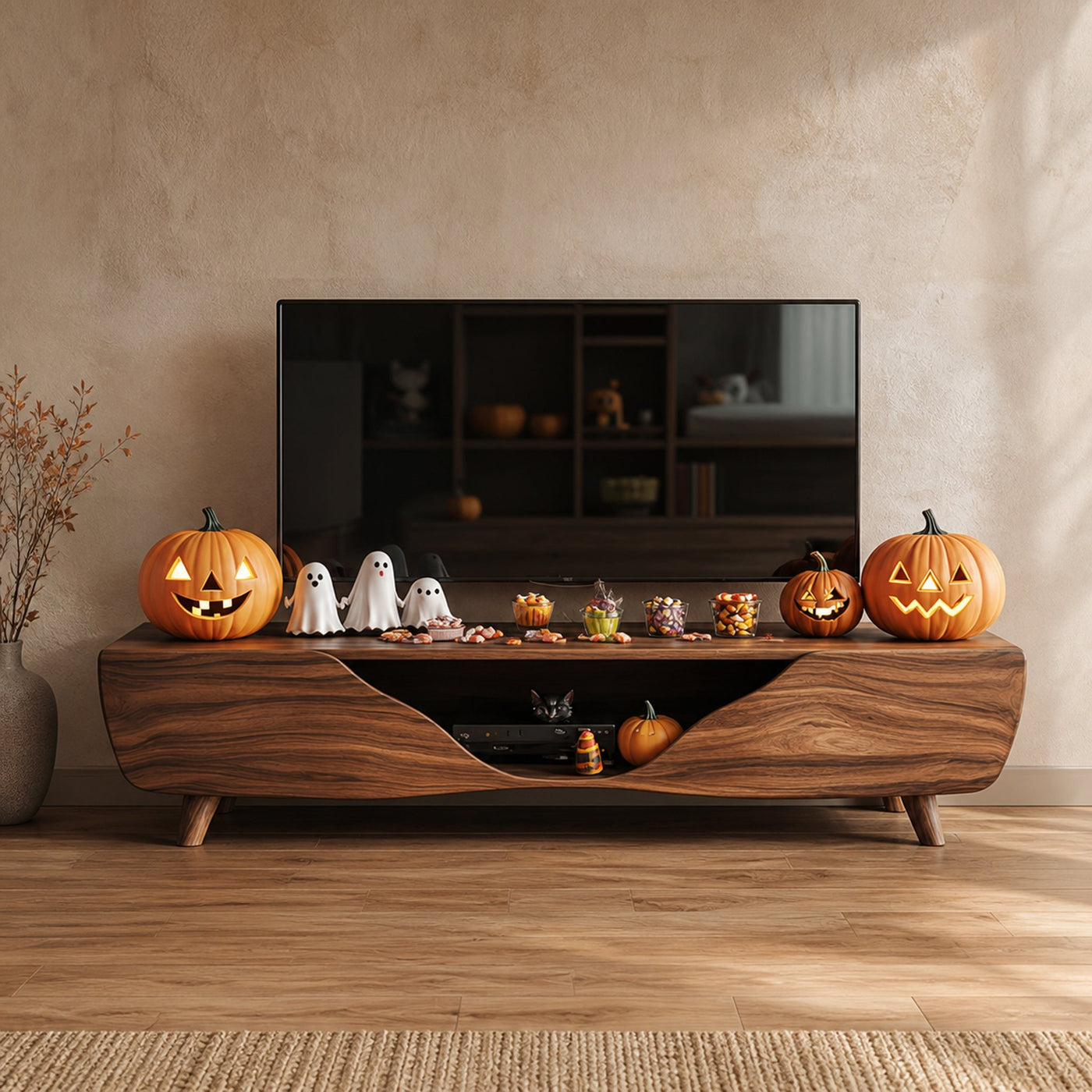 Mid Century Halloween TV Stand Modern Living Room Or Bedroom
