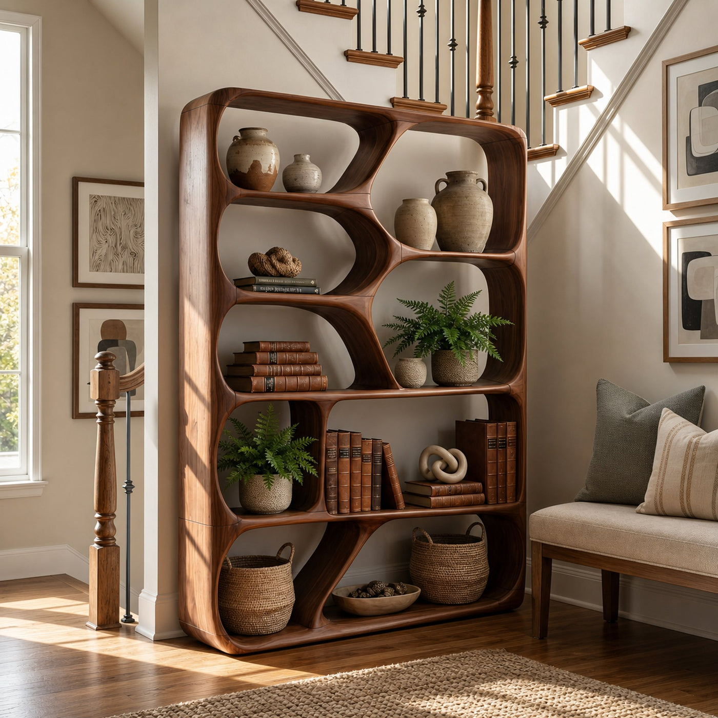 Mid Century Handcrafted Bookcase Storage Organizer For Living Room - product view 6