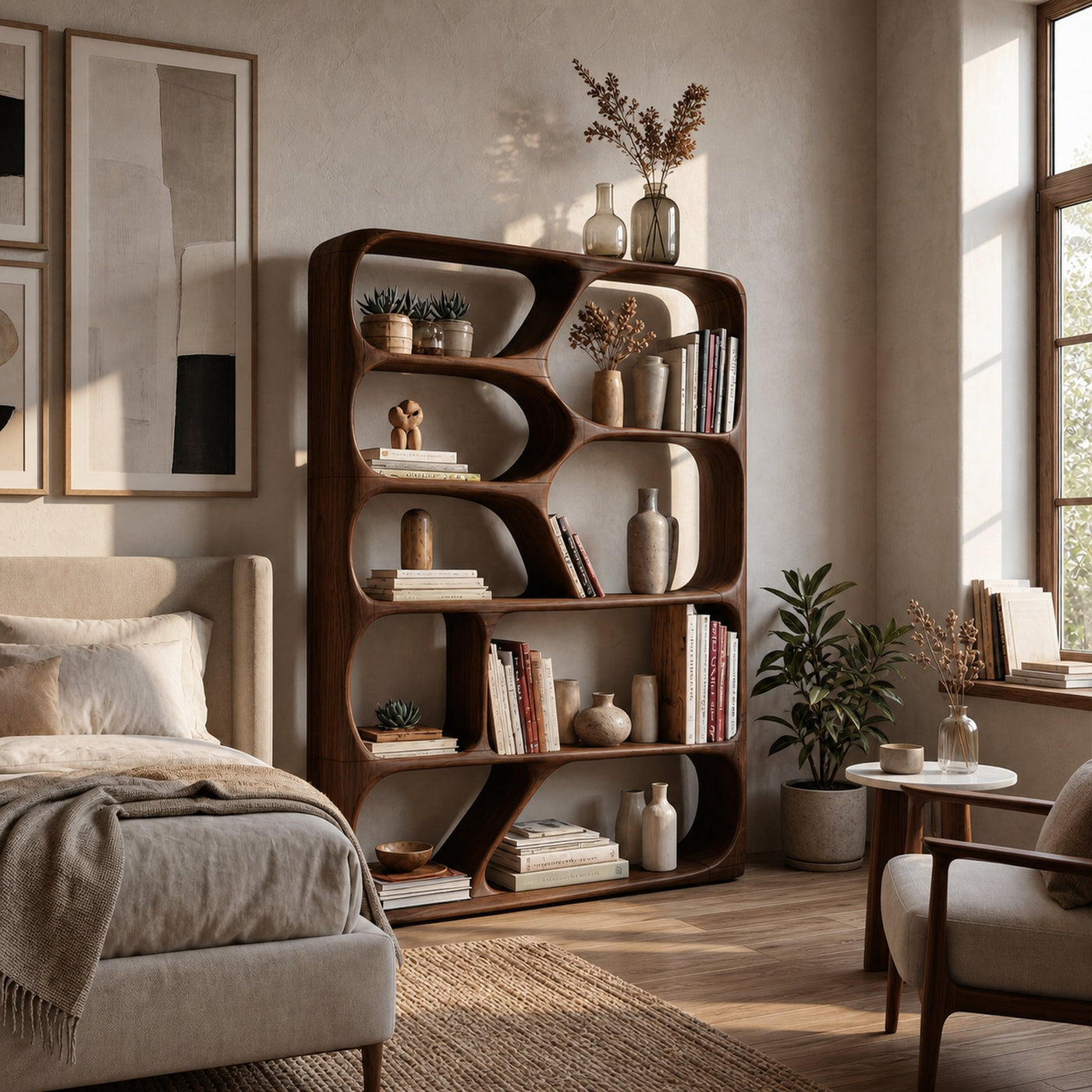 Mid Century Handcrafted Bookcase Storage Organizer For Living Room - product view 7
