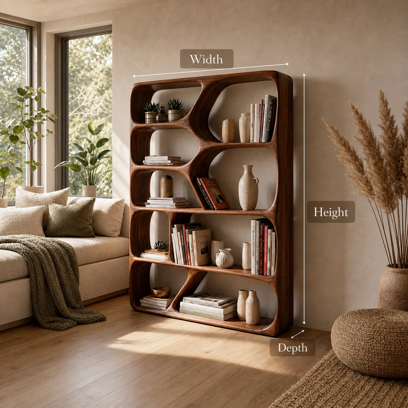 Mid Century Handcrafted Bookcase Storage Organizer For Living Room - product view 8