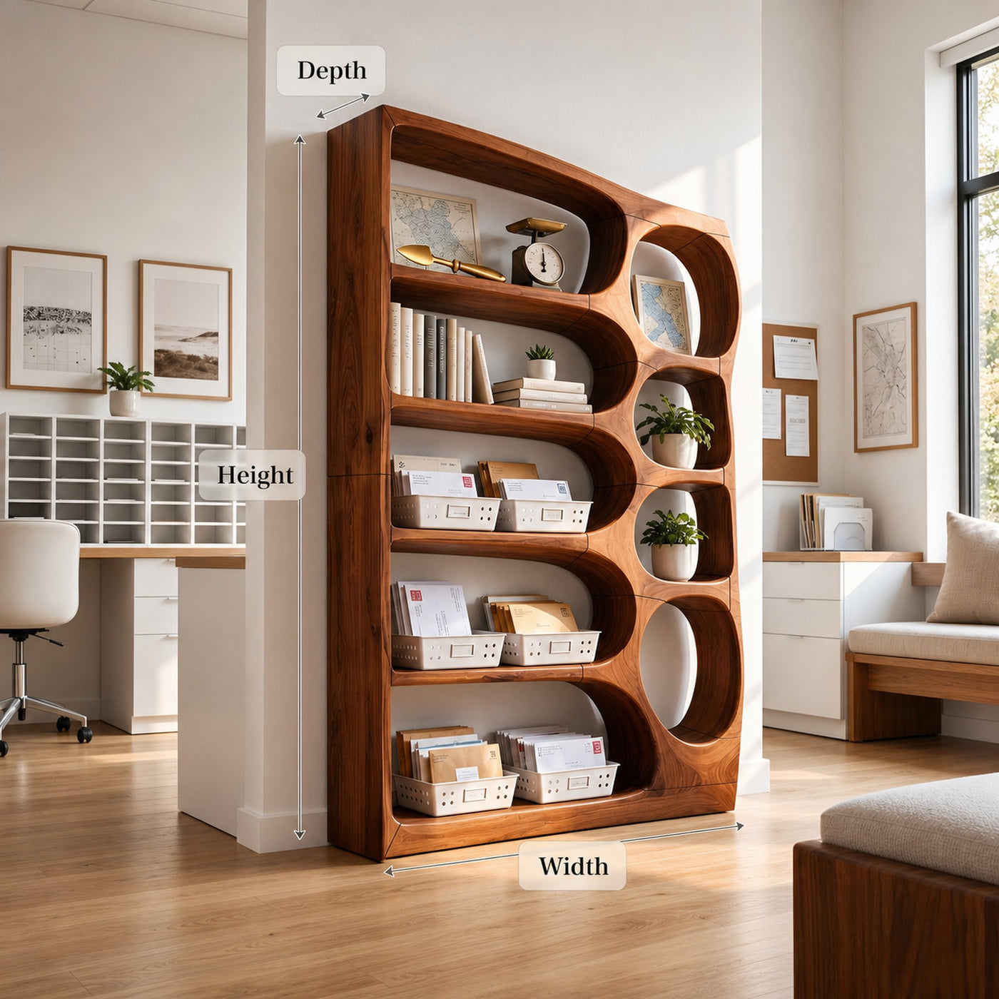 Mid Century Handcrafted Bookshelf Storage Organizer For Living Room - product view 8