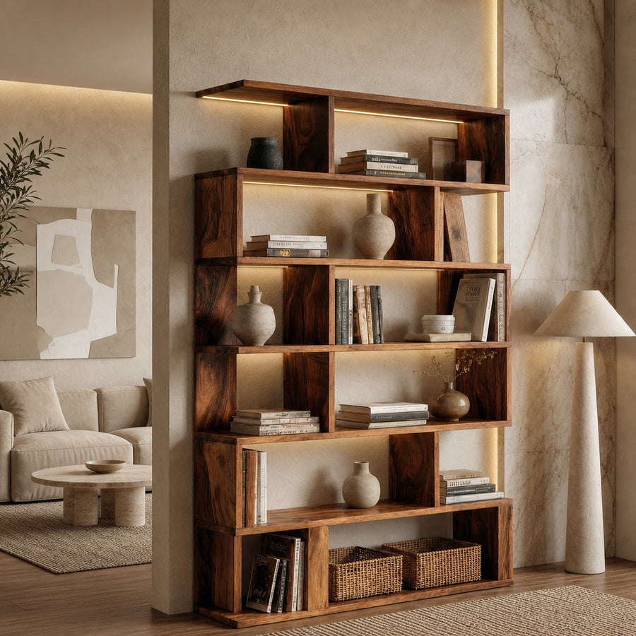 Mid Century Large Bookshelf For Living Room And Apartment