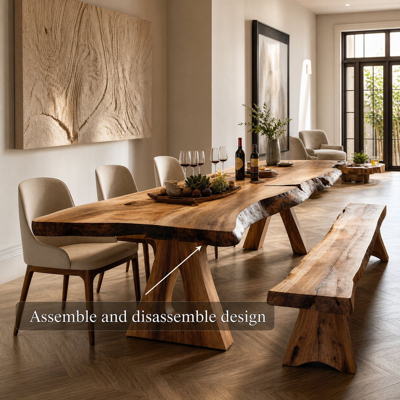 Mid Century Large Dining Table Dining Room - product view 4