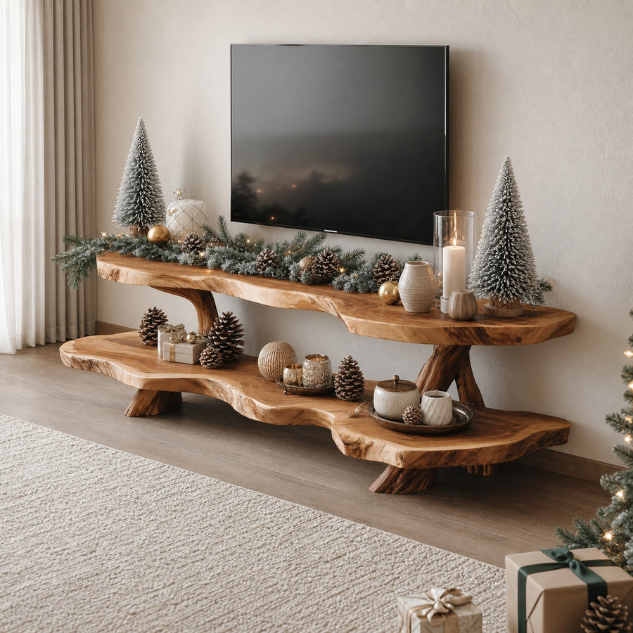 Mid Century Live Edge Entryway TV Console For Christmas Furniture