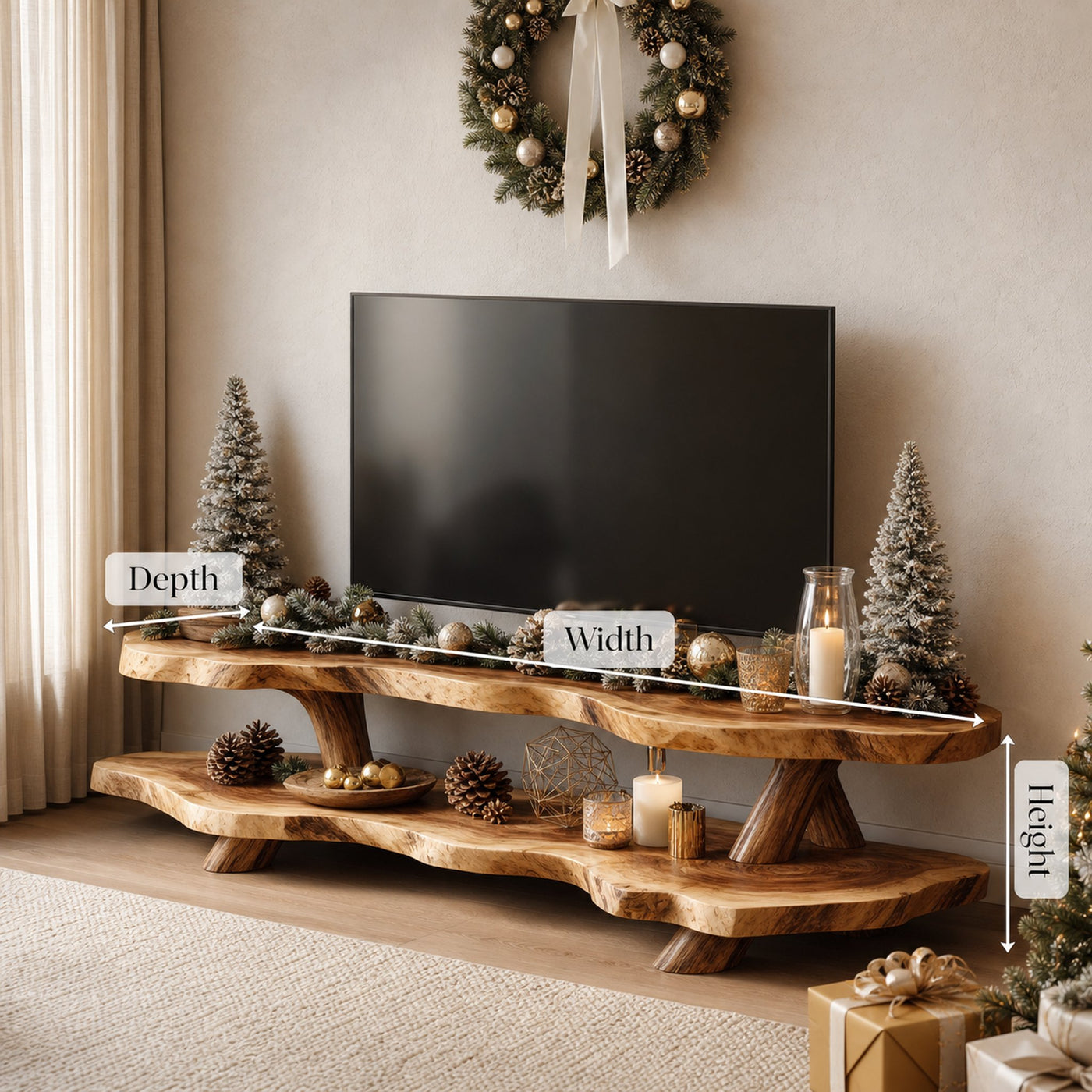 Mid Century Live Edge Entryway TV Console For Christmas Furniture - product view 6