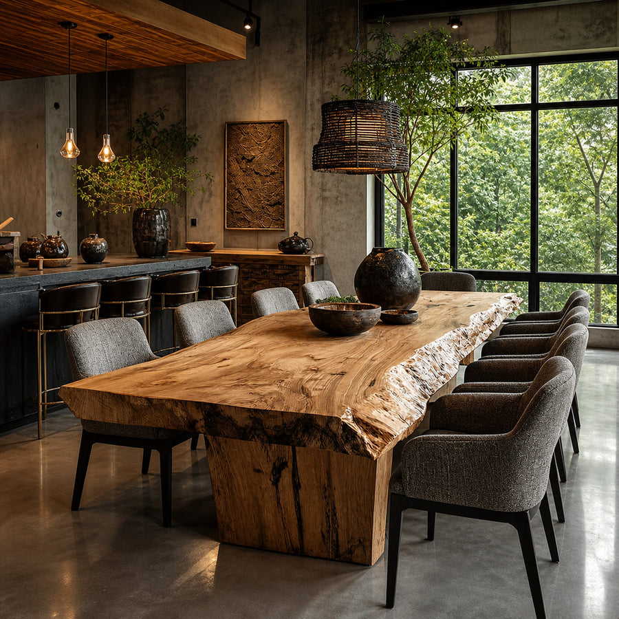 Mid Century Live Edge Table Dining Room