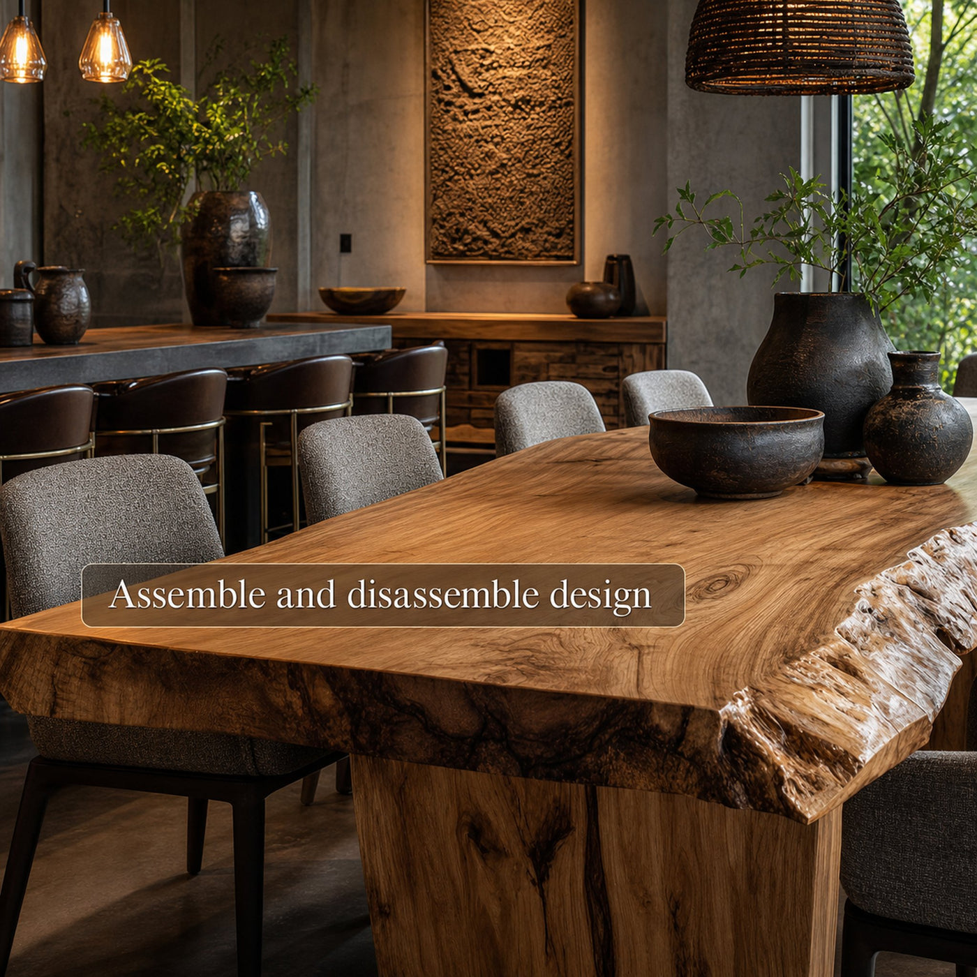 Mid Century Live Edge Table Dining Room - product view 4