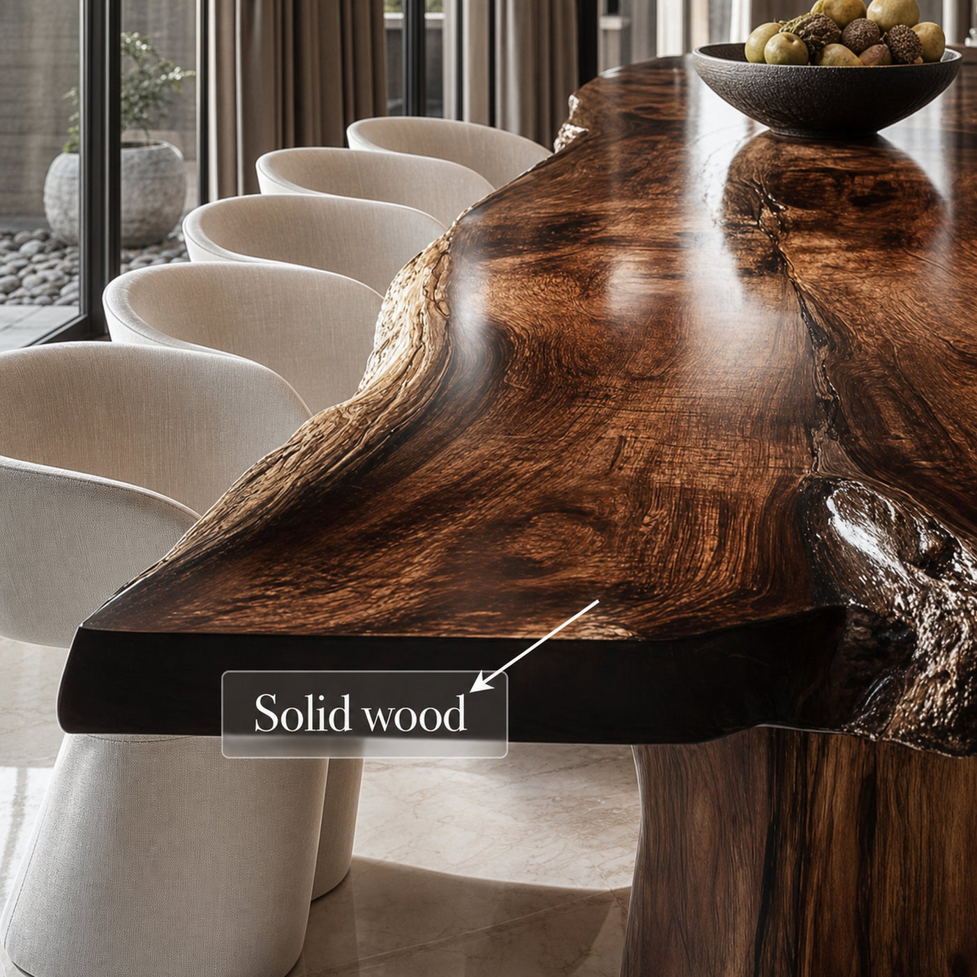 Mid Century Live Edge Timber Dining Table Kitchen - product view 5