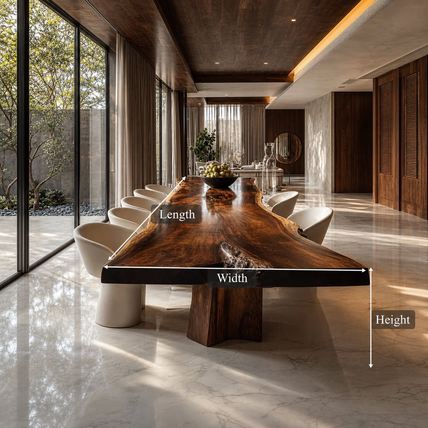 Mid Century Live Edge Timber Dining Table Kitchen - product view 6