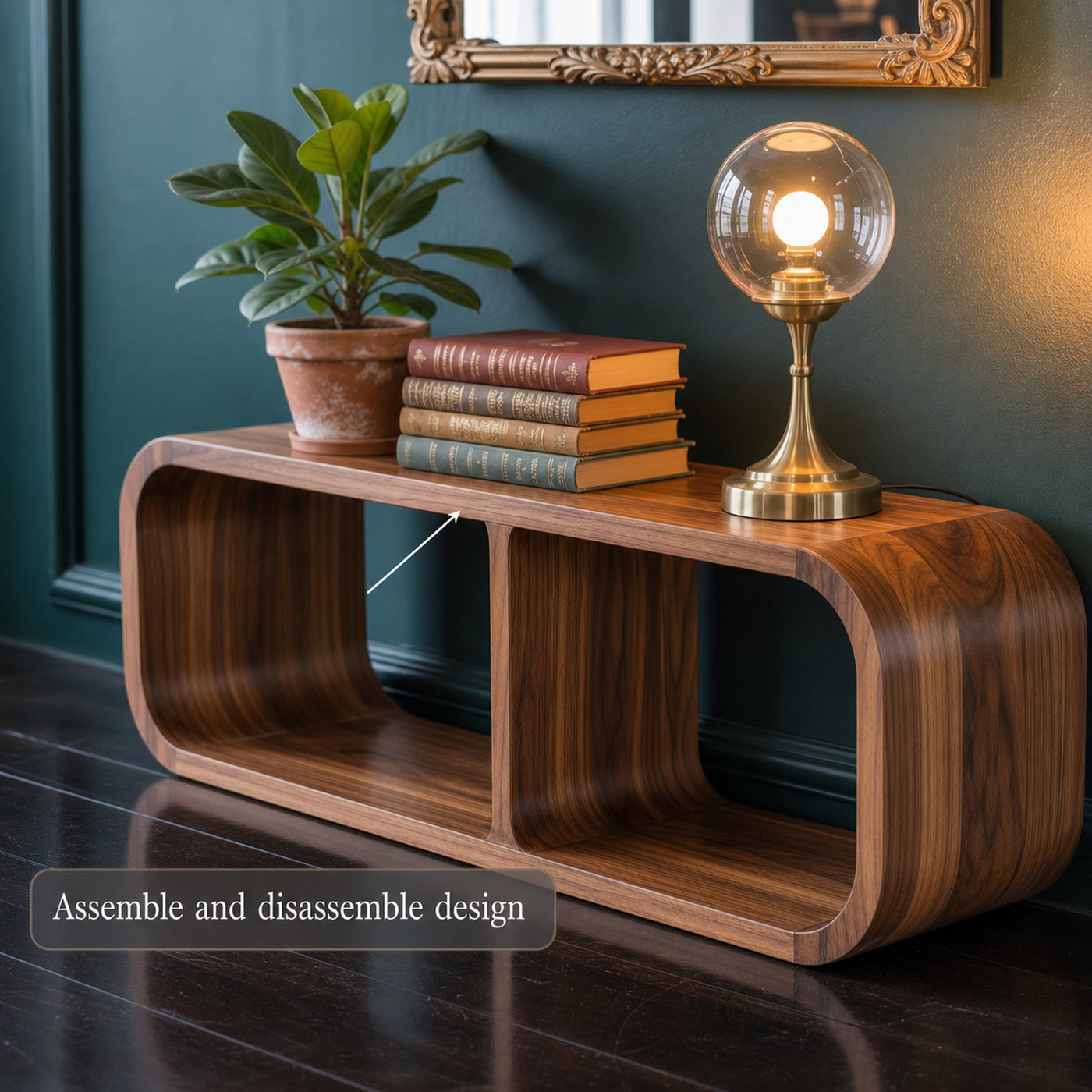 Mid Century Minimal Wood Storage Cabinet Entryway Or Living Room - product view 2