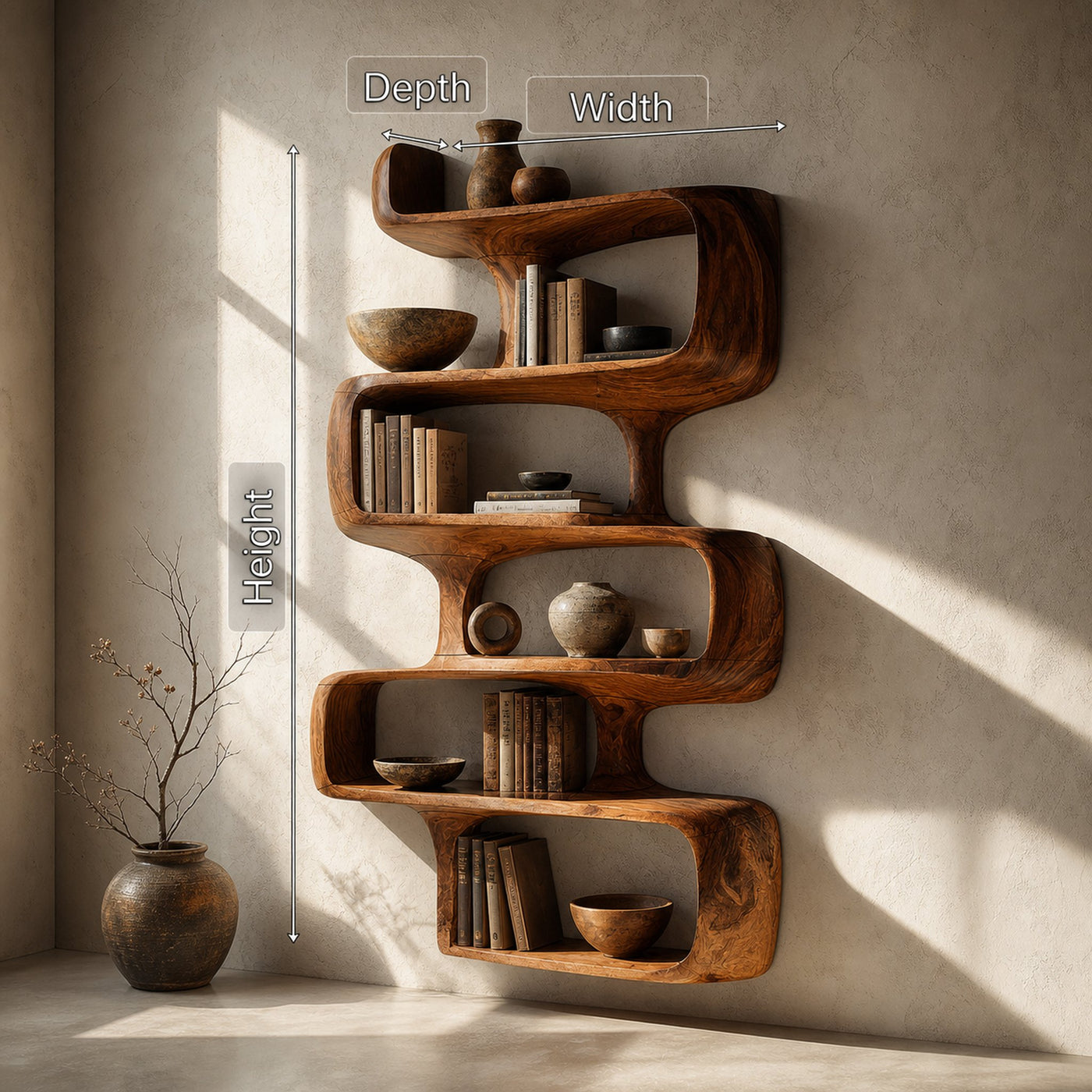 Mid Century Modern Abstract Bookshelf Dining Room Storage - product view 8
