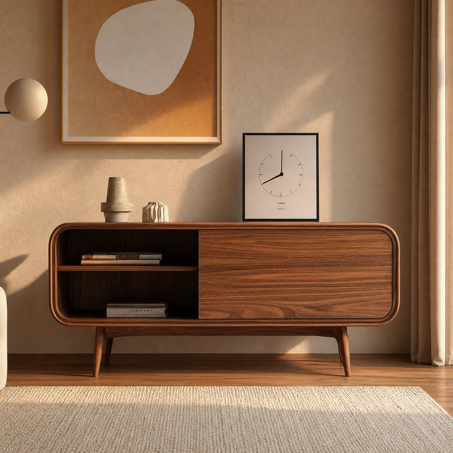 Mid Century Modern Bookshelf Cabinet Living Room Or Study Room