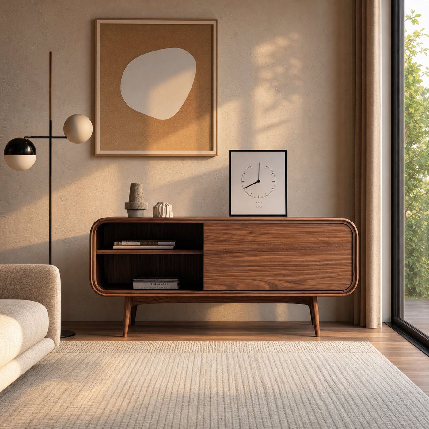Mid Century Modern Bookshelf Cabinet Living Room Or Study Room - product view 2