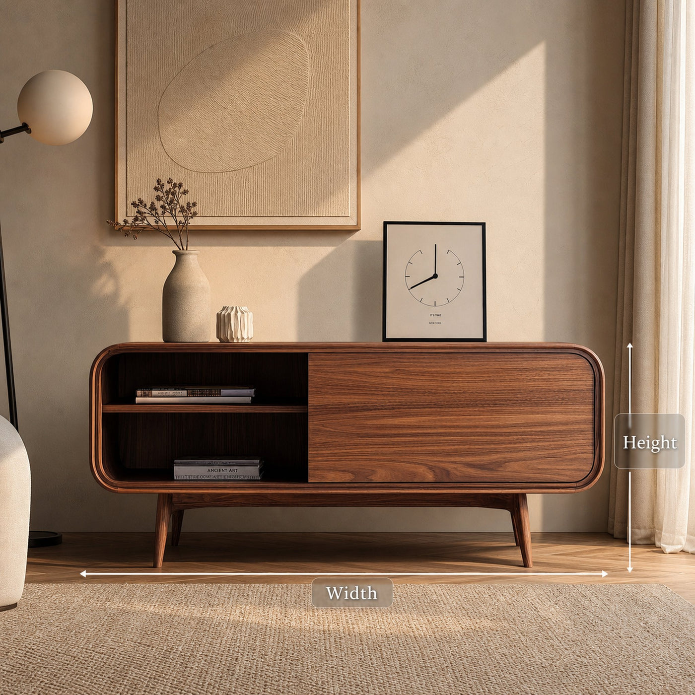 Mid Century Modern Bookshelf Cabinet Living Room Or Study Room - product view 5