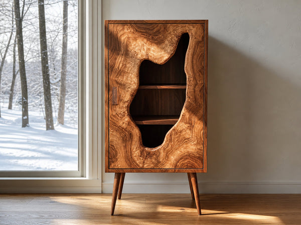 Mid Century Modern Curved Door Cabinet Living Room Or Entryway