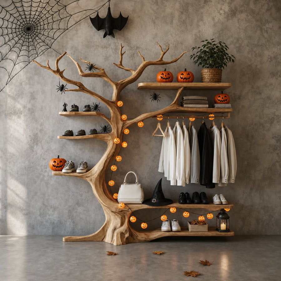 Mid Century Modern Halloween Tree Wardrobe Shelf Living Room Decoration