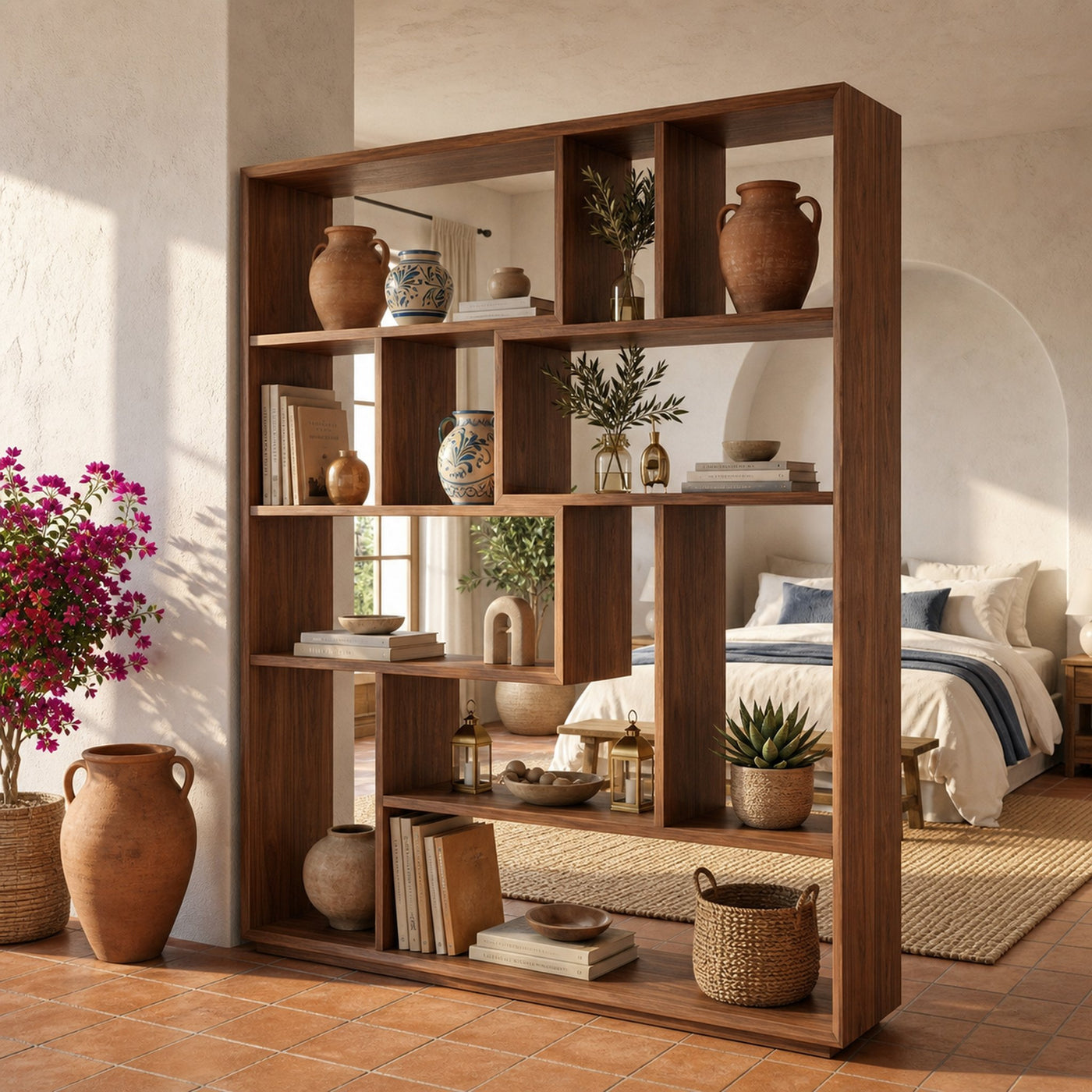 Mid Century Modern Room Divider Bookshelf For Living Room And Loft