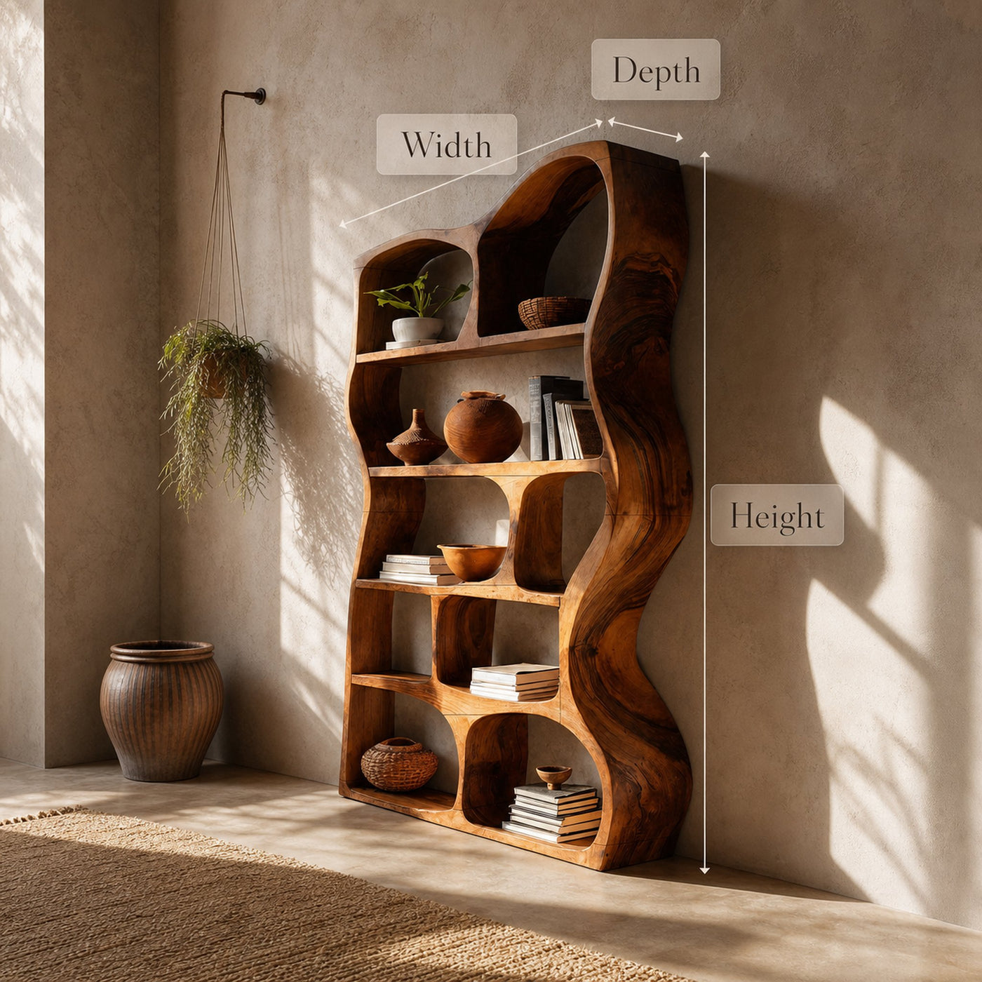 Mid Century Modern Sculptural Bookshelf Living Room Display - product view 8