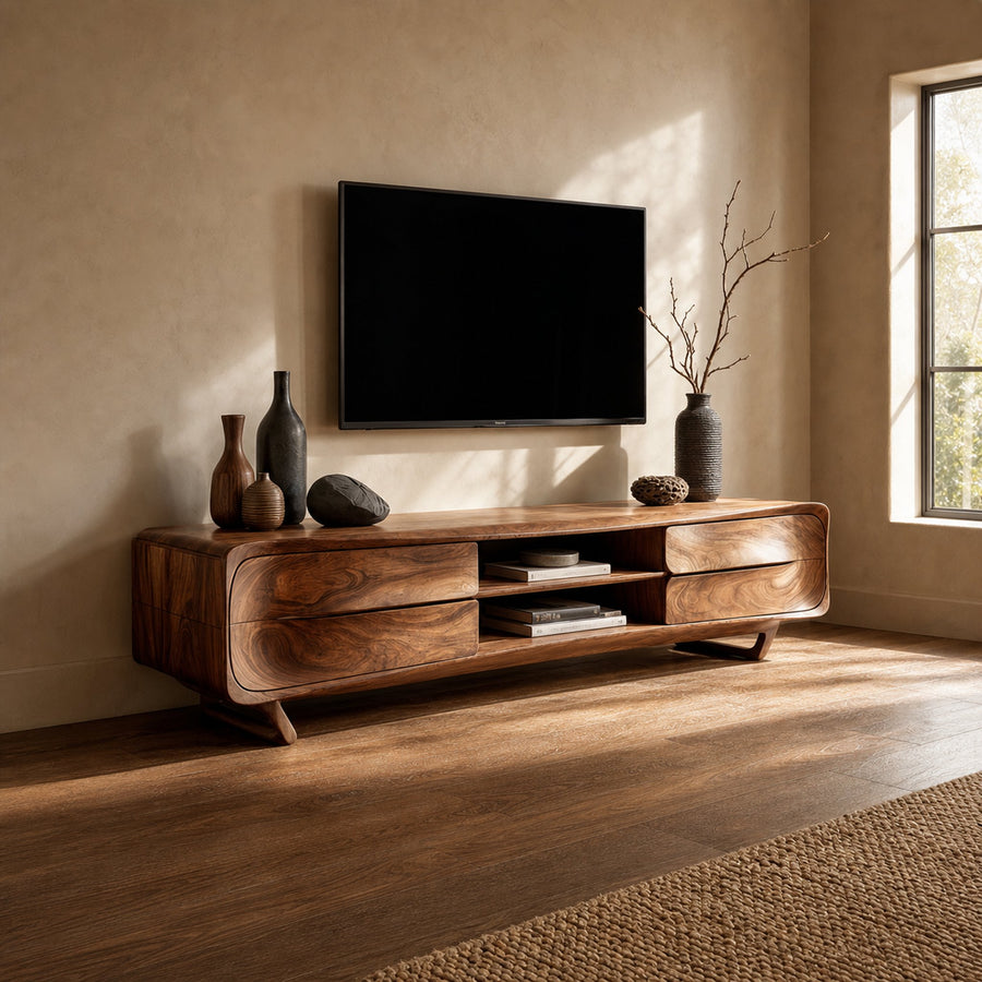 Mid Century Modern TV Cabinet Artistic Design Living Room